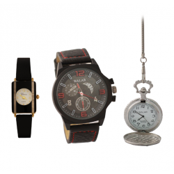 Buy 3 In 1 Bundle Offer, Walar Quartz Leather Band Watch For Men, Geneva Quartz Leather Band Watch For Women, Walar Silver Mechanical Pocket Watch, WG0242